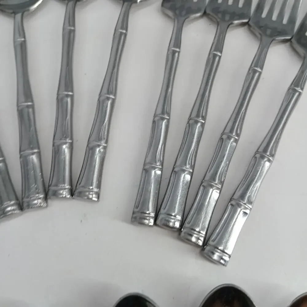 20X Set stainless flatware Bel-Pre Korea BAMBOO PATTERN Spoons Forks Knives